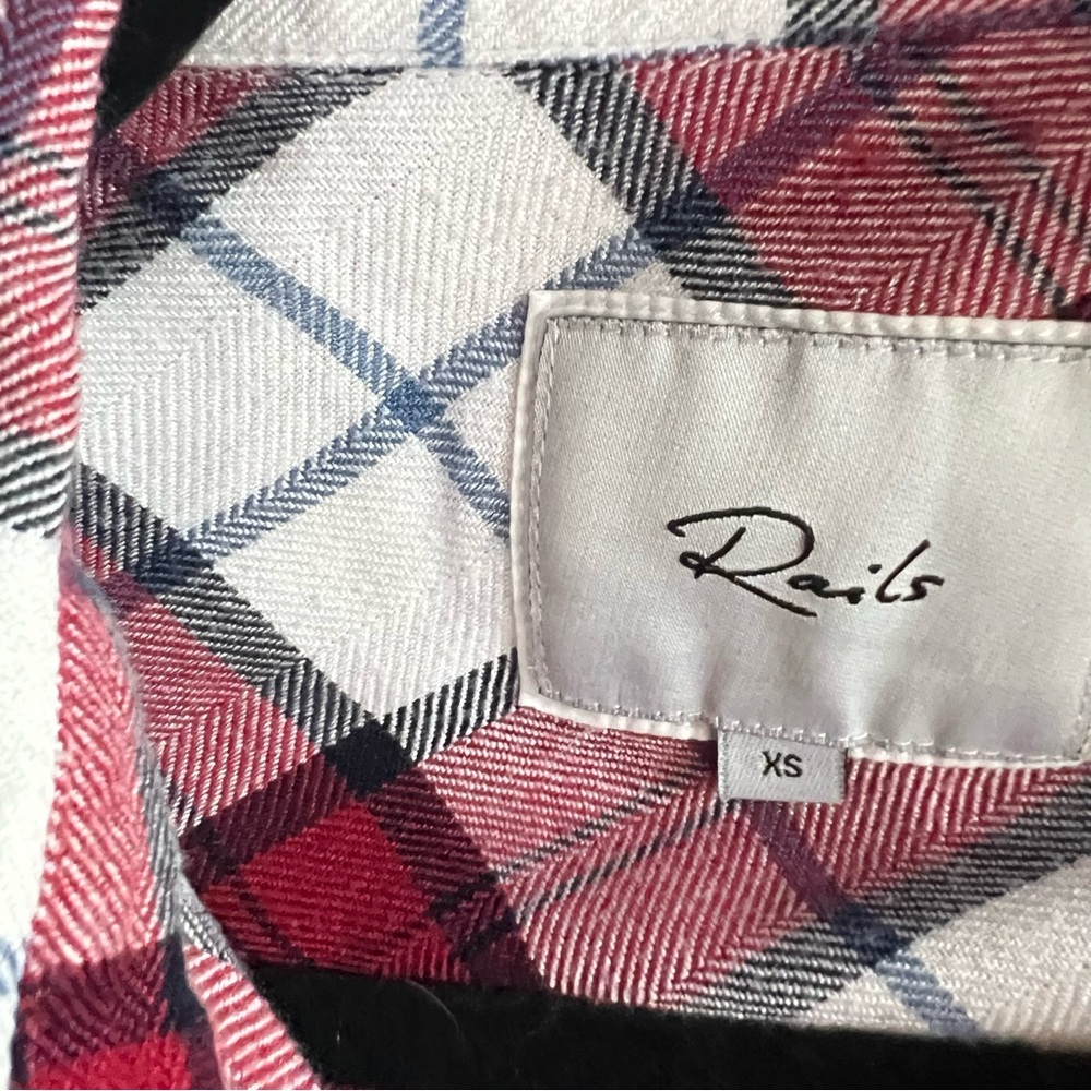 RAILS Classic Plaid Button Front Flannel Shirt in Red, White, and Blue, XS - Picture 10 of 14